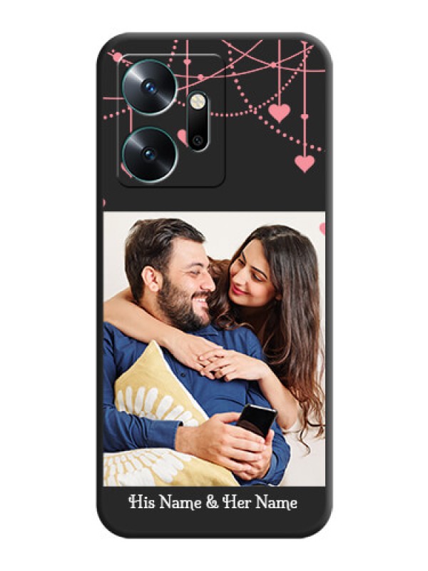 Custom Pink Love Hangings with Text on Space Black Custom Soft Matte Back Cover - Infinix Zero 20