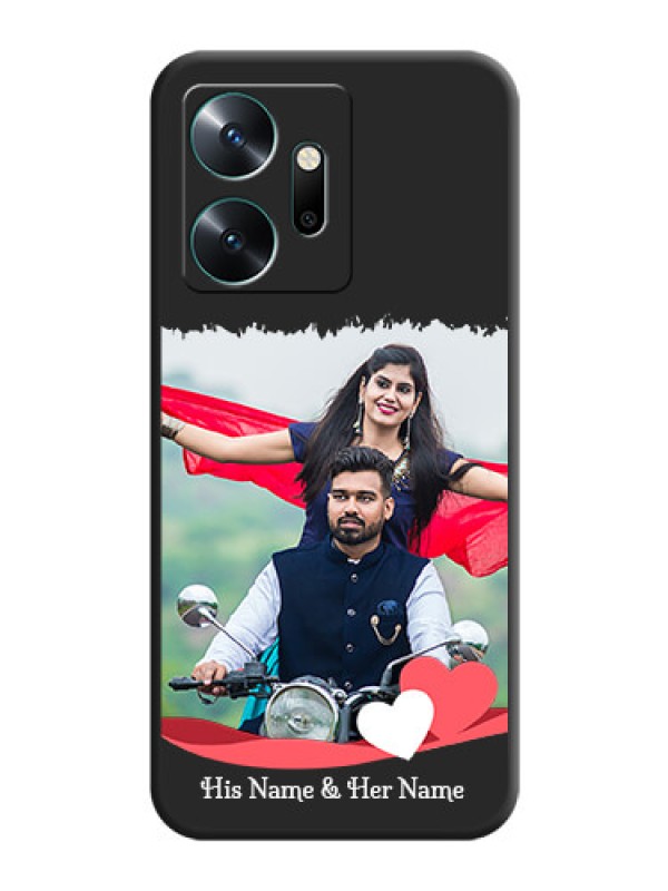 Custom Pink Color Love Shaped Ribbon Design with Text on Space Black Custom Soft Matte Phone Back Cover - Infinix Zero 20