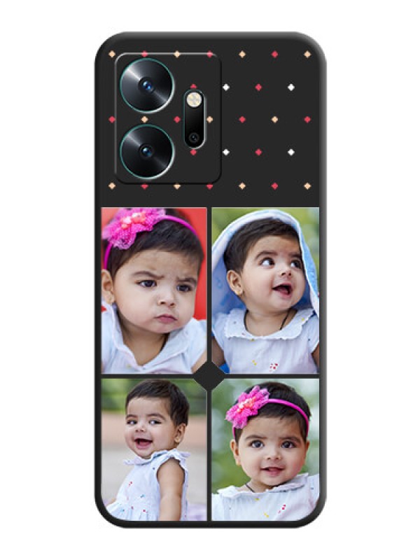 Custom Multicolor Dotted Pattern with 4 Image Holder on Space Black Custom Soft Matte Phone Cases - Infinix Zero 20