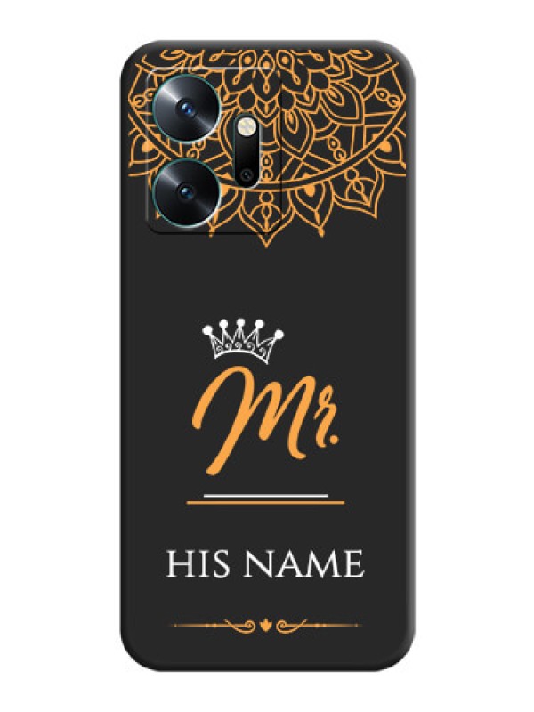 Custom Mr Name with Floral Design on Personalised Space Black Soft Matte Cases - Infinix Zero 20