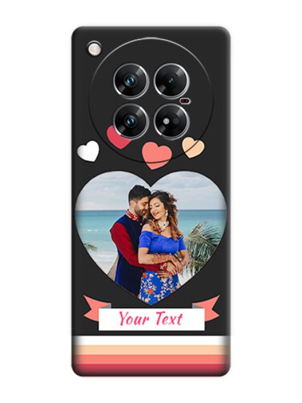 Custom Love Shaped Photo with Colorful Stripes On Space Black Custom Soft Matte Mobile Back Cover - Infinix Zero 40 5G