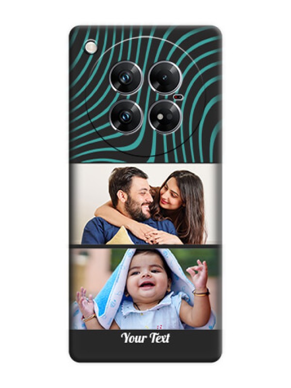 Custom Wave Pattern with 2 Image Holder On Space Black Custom Soft Matte Mobile Back Cover - Infinix Zero 40 5G