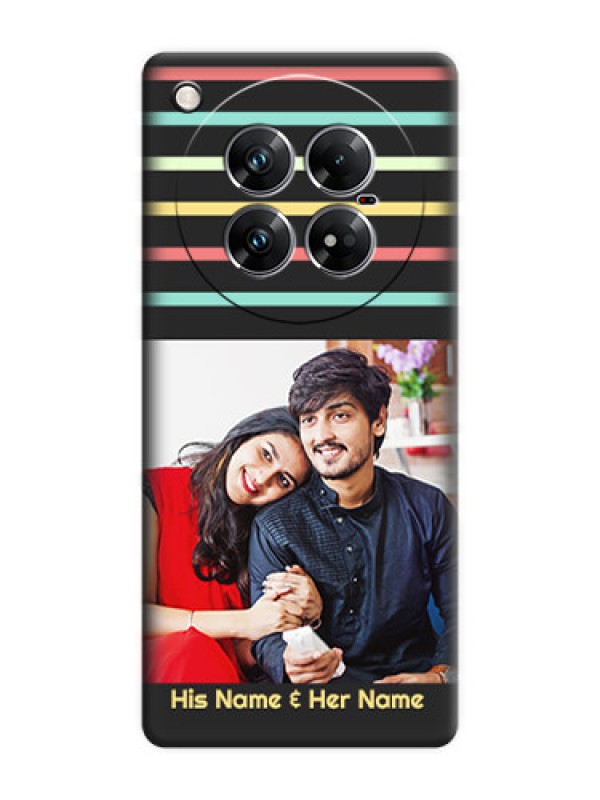 Custom Color Stripes with Photo and Text on Photo On Space Black Custom Soft Matte Mobile Back Cover - Infinix Zero 40 5G