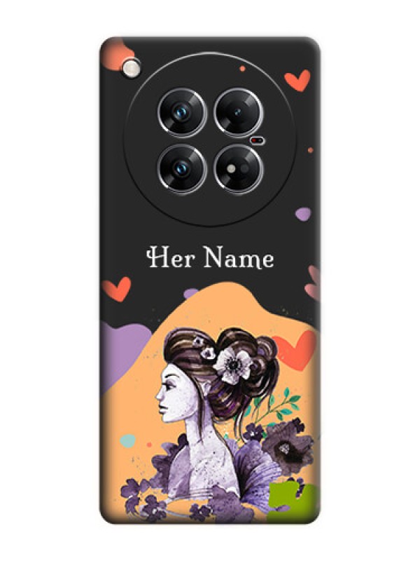 Custom Namecase For Her With Fancy Lady Image On Space Black Custom Soft Matte Mobile Back Cover - Infinix Zero 40 5G