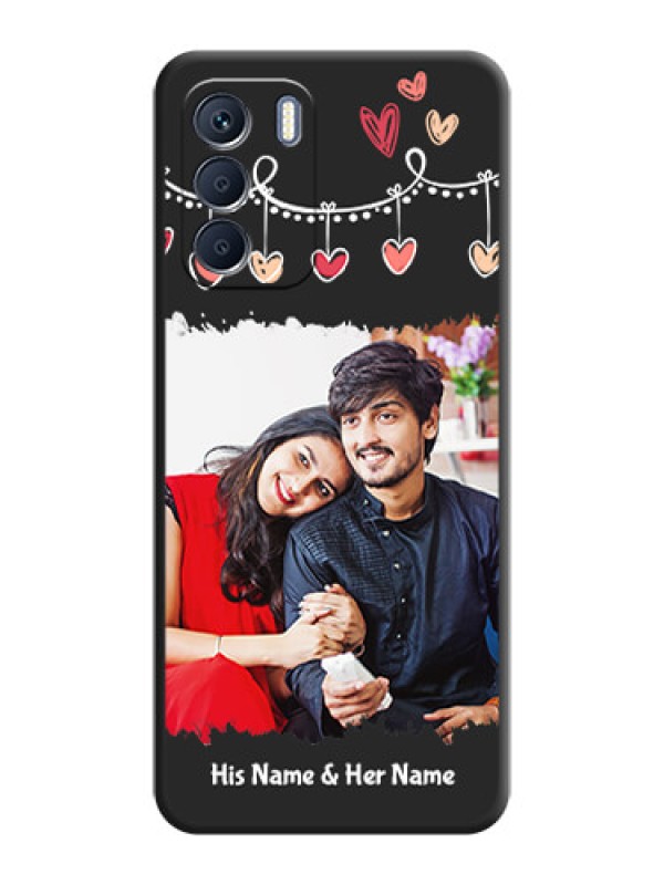 Custom Pink Love Hangings with Name On Space Black Custom Soft Matte Mobile Back Cover - Infinix Zero 5G 2023