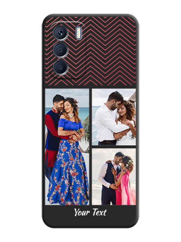 Custom Wave Pattern with 3 Image Holder On Space Black Custom Soft Matte Mobile Back Cover - Infinix Zero 5G 2023