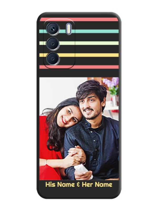 Custom Color Stripes with Photo and Text on Photo On Space Black Custom Soft Matte Mobile Back Cover - Infinix Zero 5G 2023