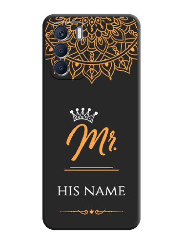 Custom Mr Name with Floral Design On Space Black Custom Soft Matte Mobile Back Cover - Infinix Zero 5G 2023