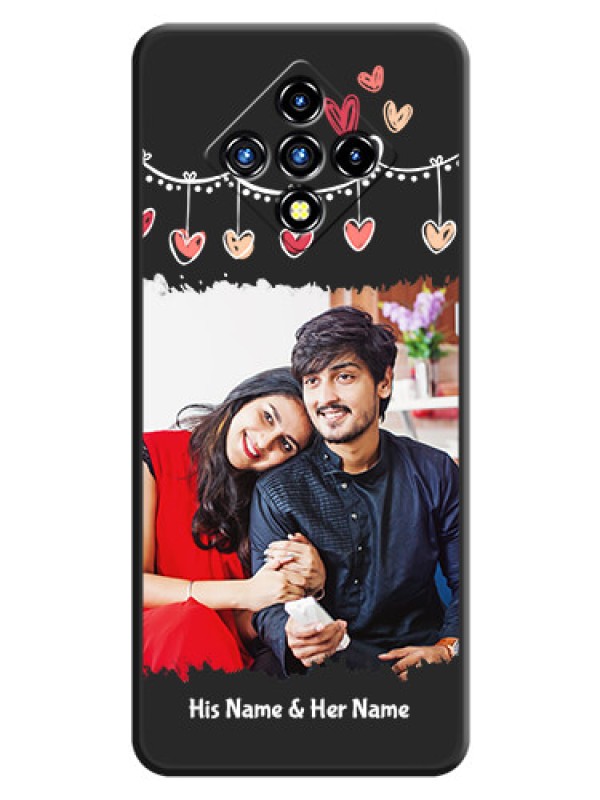 Custom Pink Love Hangings with Name on Space Black Custom Soft Matte Phone Cases - Infinix Zero 8