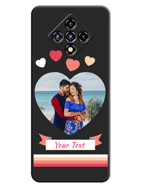 Custom Love Shaped Photo with Colorful Stripes on Personalised Space Black Soft Matte Cases - Infinix Zero 8