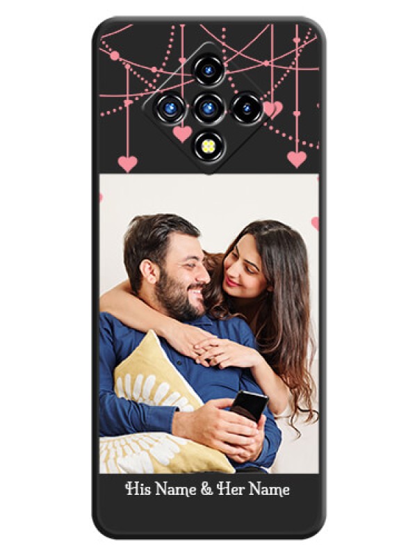Custom Pink Love Hangings with Text on Space Black Custom Soft Matte Back Cover - Infinix Zero 8