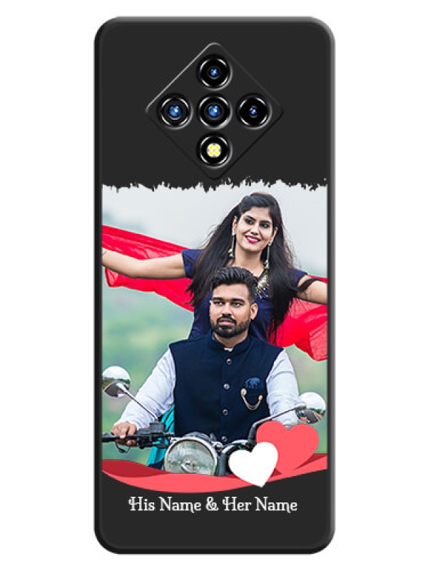 Custom Pin Color Love Shaped Ribbon Design with Text on Space Black Custom Soft Matte Phone Back Cover - Infinix Zero 8