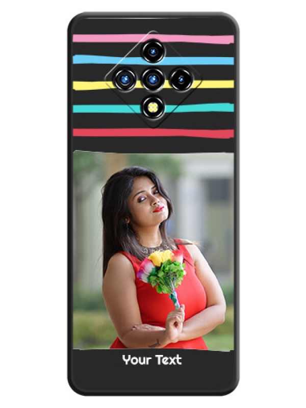 Custom Multicolor Lines with Image on Space Black Personalized Soft Matte Phone Covers - Infinix Zero 8