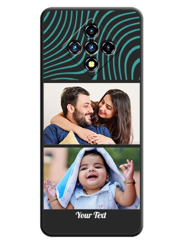 Custom Wave Pattern with 2 Image Holder on Space Black Personalized Soft Matte Phone Covers - Infinix Zero 8