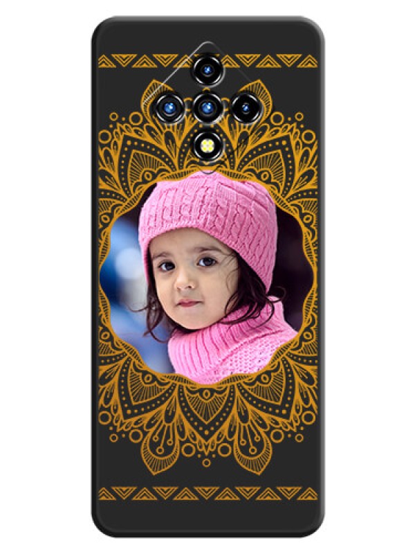 Custom Round Image with Floral Design on Photo on Space Black Soft Matte Mobile Cover - Infinix Zero 8
