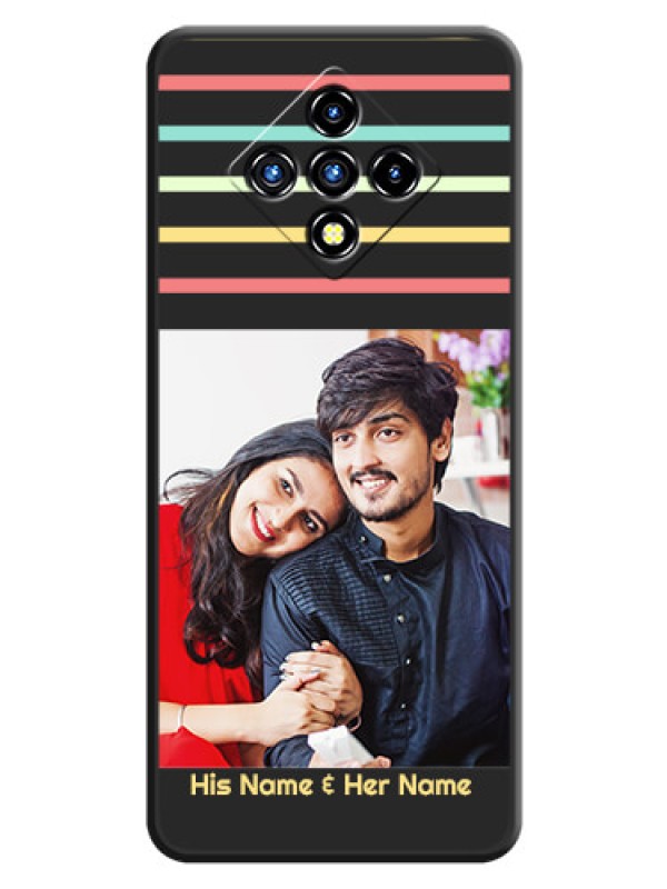 Custom Color Stripes with Photo and Text on Photo on Space Black Soft Matte Mobile Case - Infinix Zero 8