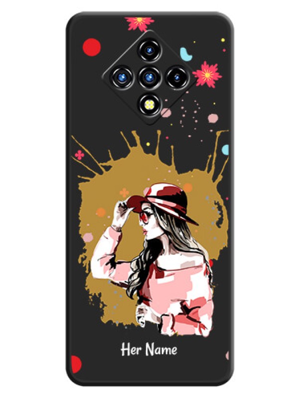 Custom Mordern Lady With Color Splash Background With Custom Text On Space Black Personalized Soft Matte Phone Covers -Infinix Zero 8