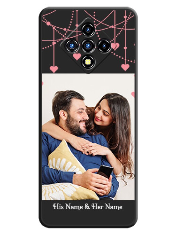 Custom Pink Love Hangings with Text on Space Black Custom Soft Matte Back Cover - Infinix Zero 8i