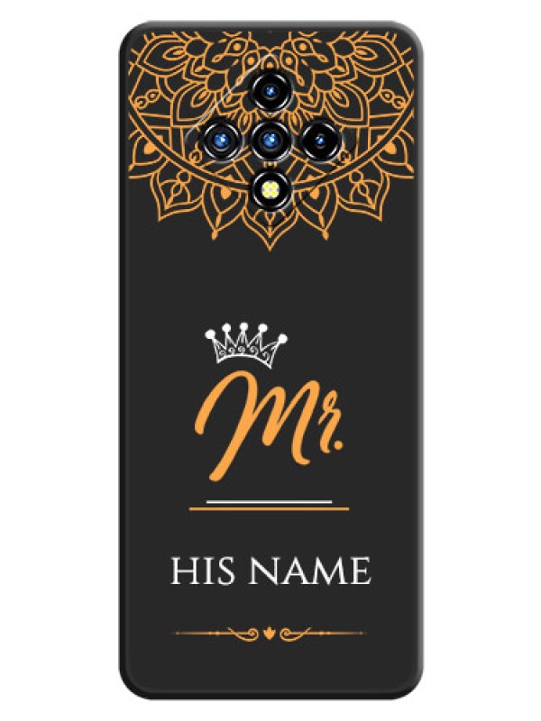 Custom Mr Name with Floral Design  on Personalised Space Black Soft Matte Cases - Infinix Zero 8i