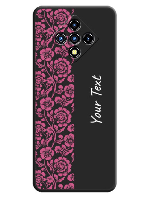 Custom Pink Floral Pattern Design With Custom Text On Space Black Personalized Soft Matte Phone Covers -Infinix Zero 8I