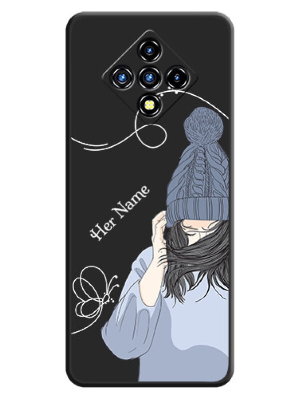 Custom Girl With Blue Winter Outfiit Custom Text Design On Space Black Personalized Soft Matte Phone Covers -Infinix Zero 8I