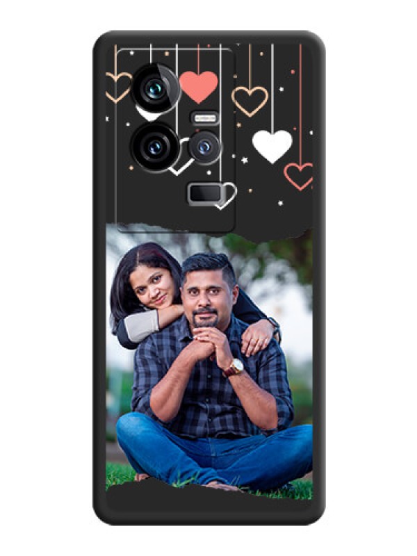 Custom Love Hangings with Splash Wave Picture on Space Black Custom Soft Matte Phone Back Cover - iQOO 11 5G