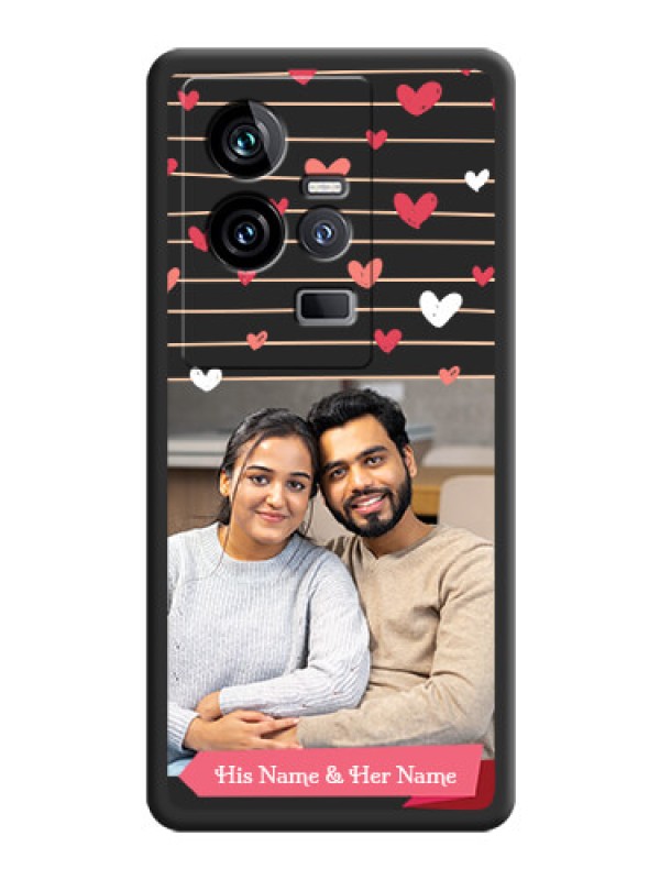 Custom Love Pattern with Name on Pink Ribbon  on Photo on Space Black Soft Matte Back Cover - iQOO 11 5G