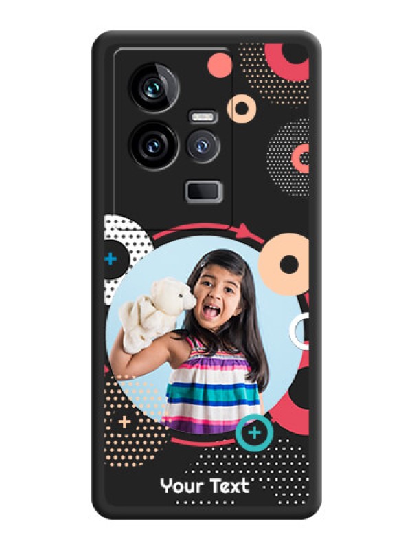 Custom Multicoloured Round Image on Personalised Space Black Soft Matte Cases - iQOO 11 5G