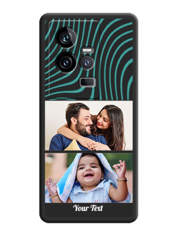 Custom Wave Pattern with 2 Image Holder on Space Black Personalized Soft Matte Phone Covers - iQOO 11 5G