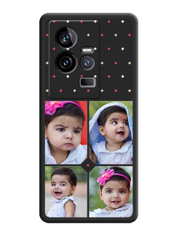 Custom Multicolor Dotted Pattern with 4 Image Holder on Space Black Custom Soft Matte Phone Cases - iQOO 11 5G