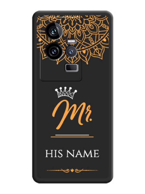Custom Mr Name with Floral Design  on Personalised Space Black Soft Matte Cases - iQOO 11 5G
