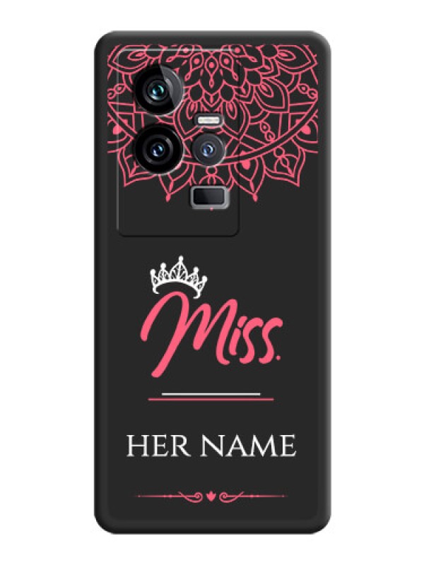 Custom Mrs Name with Floral Design on Space Black Personalized Soft Matte Phone Covers - iQOO 11 5G