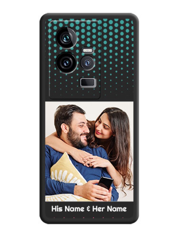Custom Faded Dots with Grunge Photo Frame and Text on Space Black Custom Soft Matte Phone Cases - iQOO 11 5G