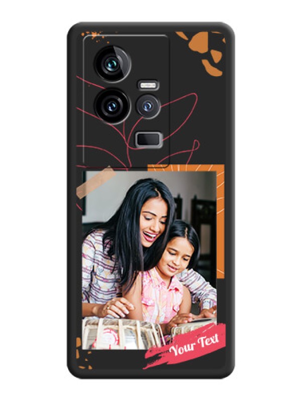 Custom Orange Photo Frame on Space Black Custom Soft Matte Phone Back Cover - iQOO 11 5G