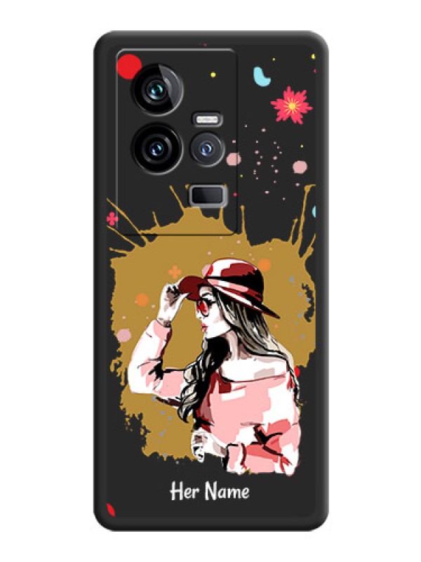 Custom Mordern Lady With Color Splash Background With Custom Text On Space Black Personalized Soft Matte Phone Covers -iQOO 11 5G