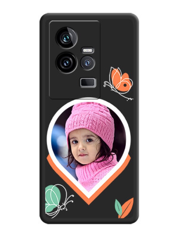 Custom Upload Pic With Simple Butterly Design On Space Black Personalized Soft Matte Phone Covers -iQOO 11 5G