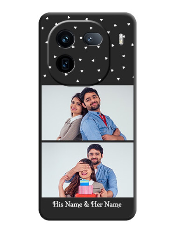 Custom Miniature Love Symbols with Name On Space Black Custom Soft Matte Mobile Back Cover - iQOO 12 5G