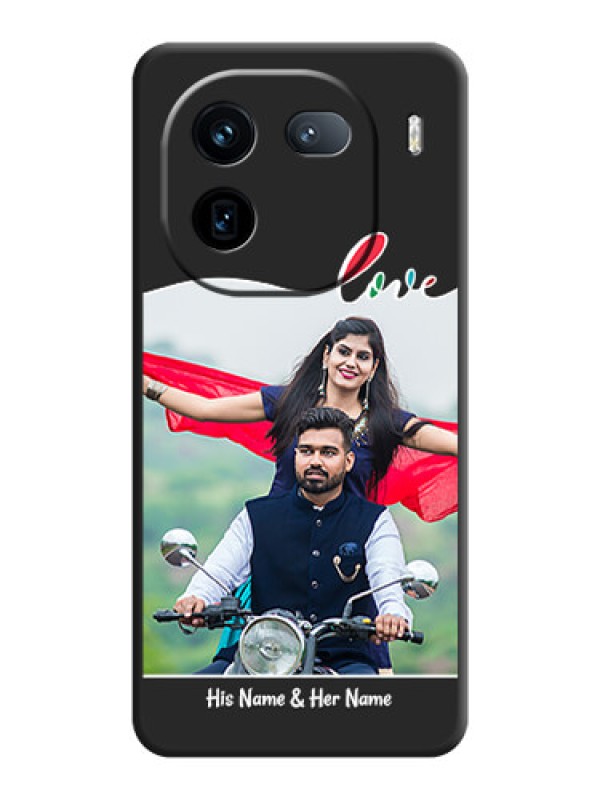 Custom Fall in Love Pattern with Picture on Photo On Space Black Custom Soft Matte Mobile Back Cover - iQOO 12 5G