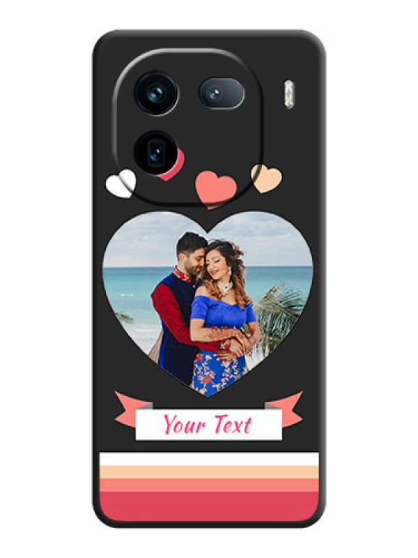 Custom Love Shaped Photo with Colorful Stripes On Space Black Custom Soft Matte Mobile Back Cover - iQOO 12 5G