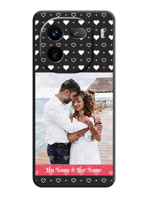 Custom White Color Love Symbols with Text Design on Photo On Space Black Custom Soft Matte Mobile Back Cover - iQOO 12 5G