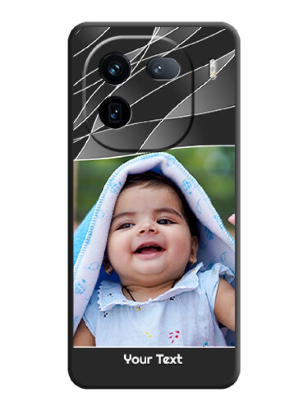 Custom Mixed Wave Lines on Photo On Space Black Custom Soft Matte Mobile Back Cover - iQOO 12 5G