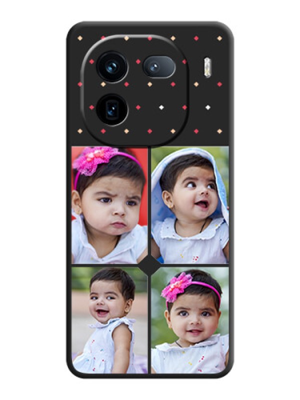 Custom Multicolor Dotted Pattern with 4 Image Holder On Space Black Custom Soft Matte Mobile Back Cover - iQOO 12 5G