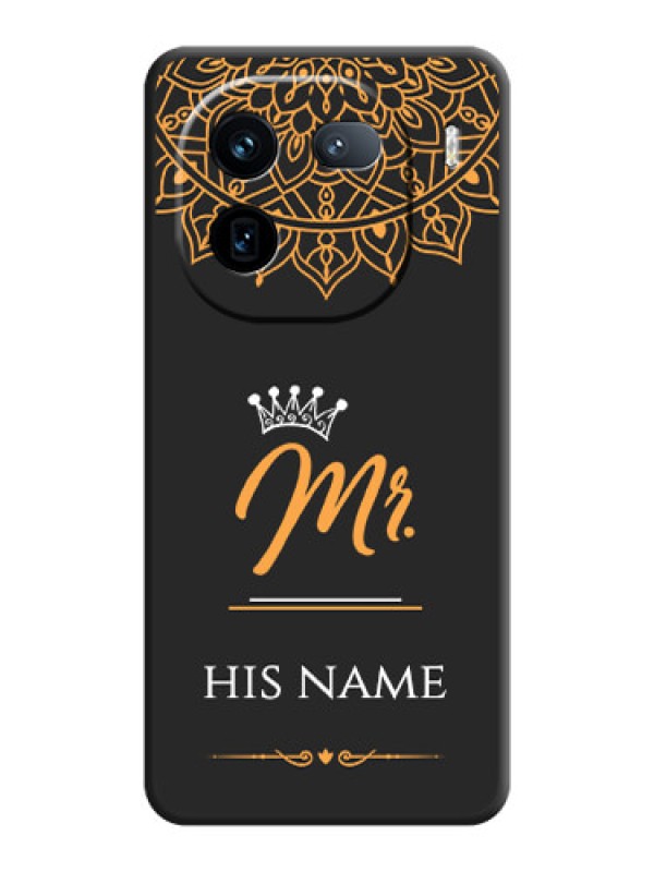 Custom Mr Name with Floral Design On Space Black Custom Soft Matte Mobile Back Cover - iQOO 12 5G