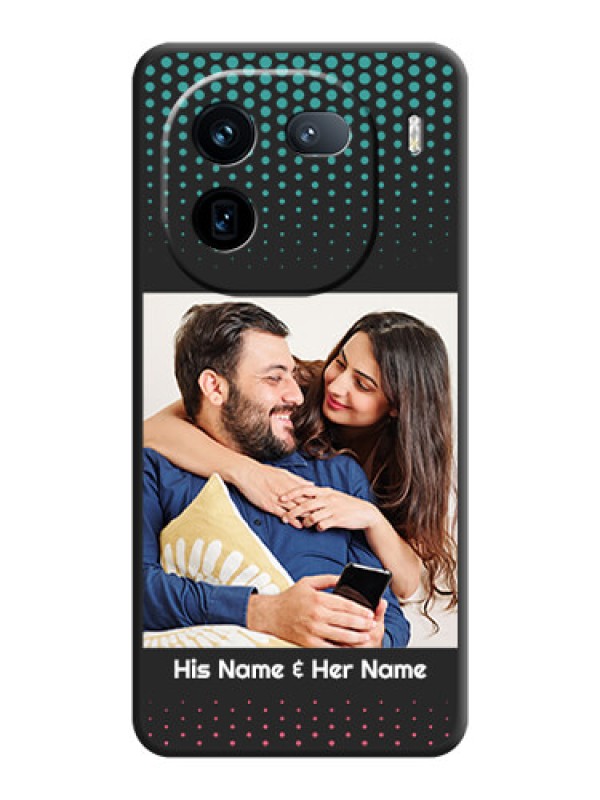 Custom Faded Dots with Grunge Photo Frame and Text On Space Black Custom Soft Matte Mobile Back Cover - iQOO 12 5G