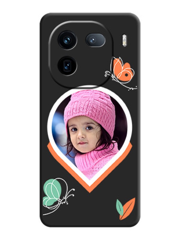 Custom Upload Pic With Simple Butterly Design On Space Black Custom Soft Matte Mobile Back Cover - iQOO 12 5G