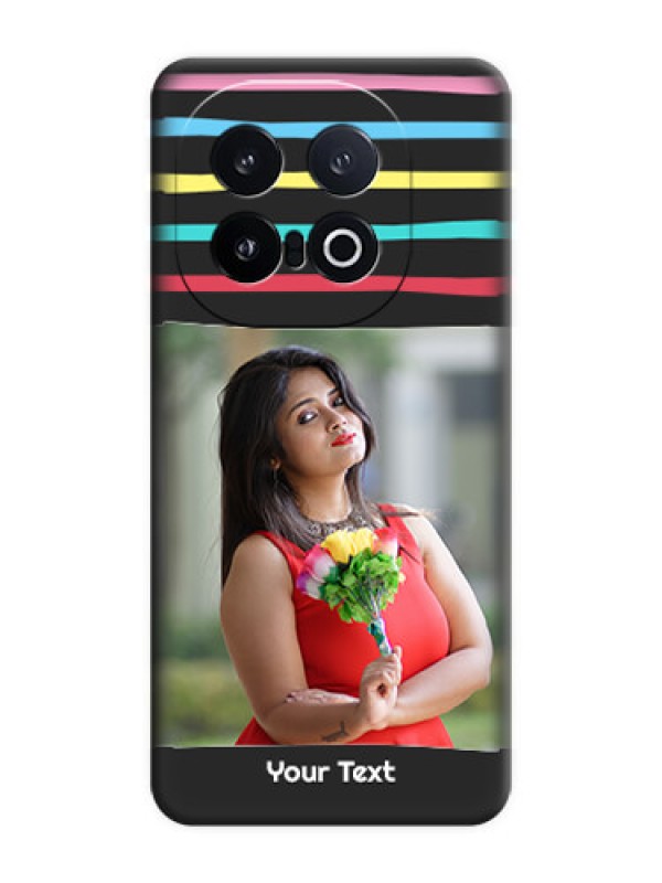 Custom Multicolor Lines with Image On Space Black Custom Soft Matte Mobile Back Cover - iQOO 13 5G