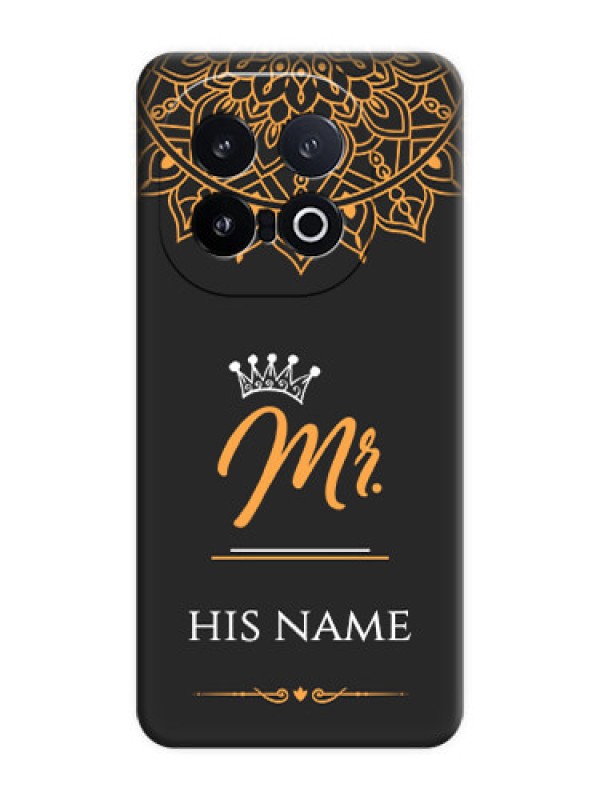 Custom Mr Name with Floral Design On Space Black Custom Soft Matte Mobile Back Cover - iQOO 13 5G