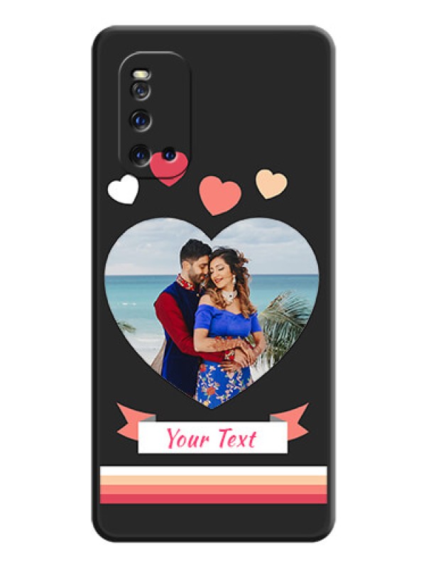 Custom Love Shaped Photo with Colorful Stripes on Personalised Space Black Soft Matte Cases - iQOO 3 5G