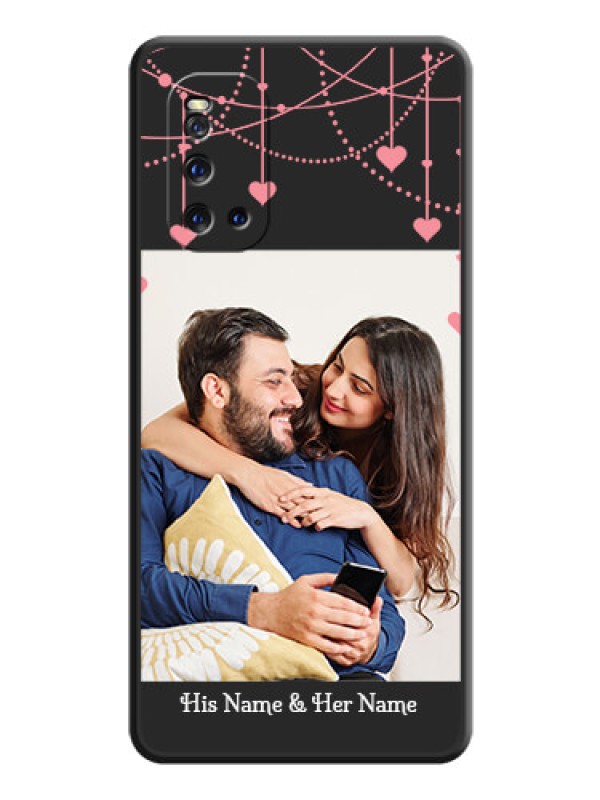 Custom Pink Love Hangings with Text on Space Black Custom Soft Matte Back Cover - iQOO 3 5G