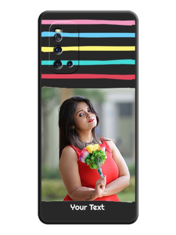 Custom Multicolor Lines with Image on Space Black Personalized Soft Matte Phone Covers - iQOO 3 5G